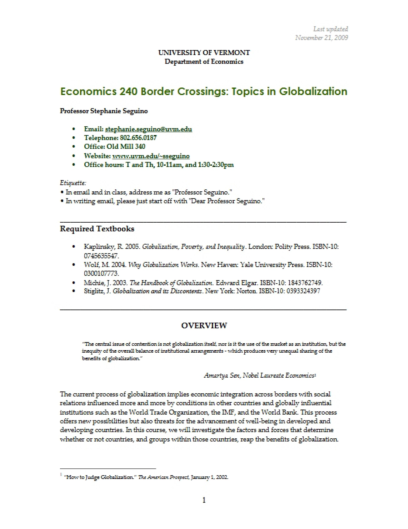Topics in Globalization - 9 Pages