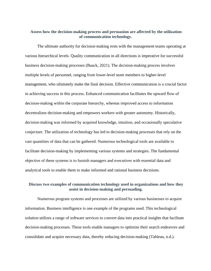 Communication Technology - Enhancing Decision-Making and Persuasion