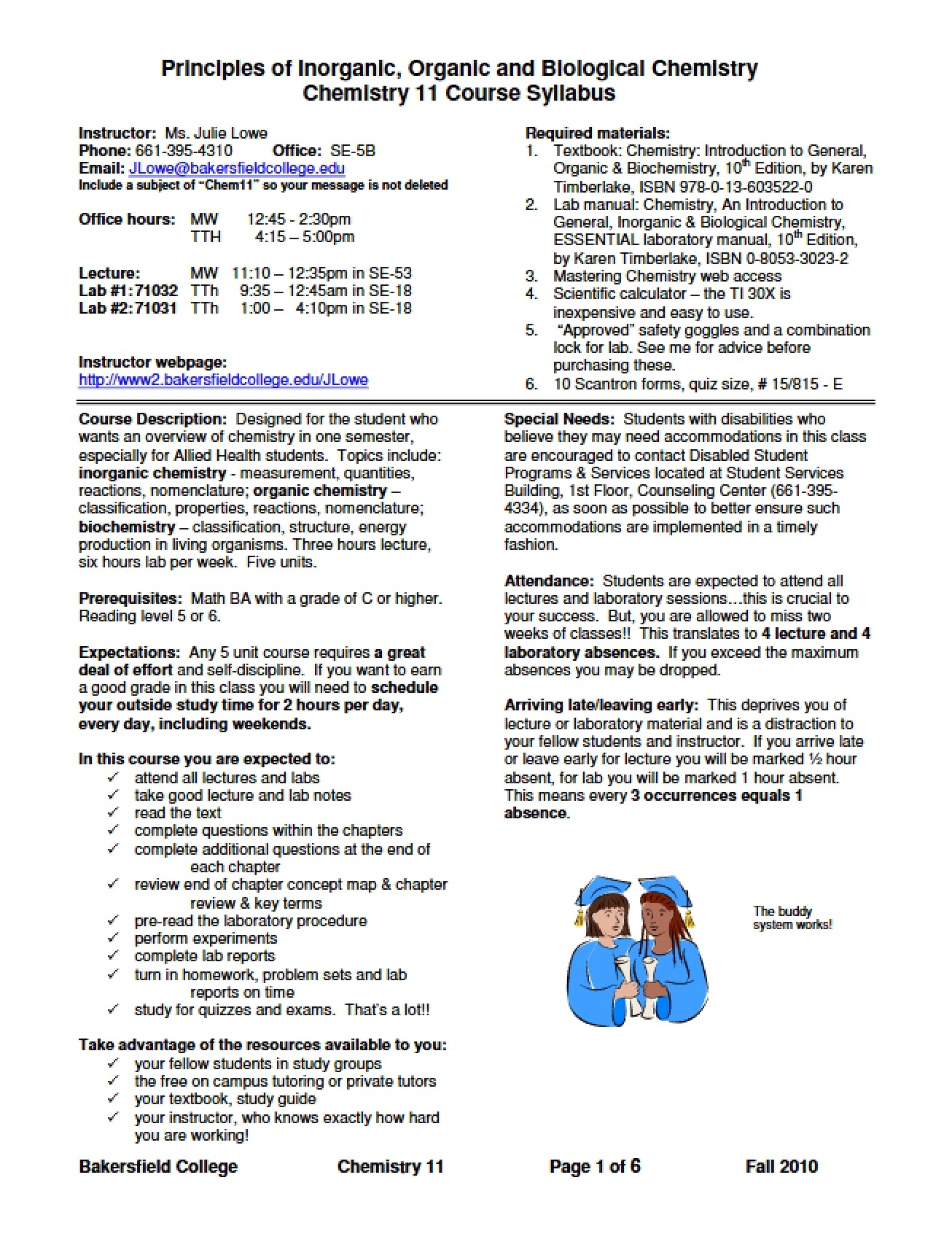 Biochemistry Introduction Syllabus