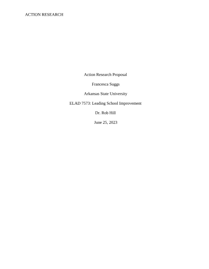 Proposal for Action Research