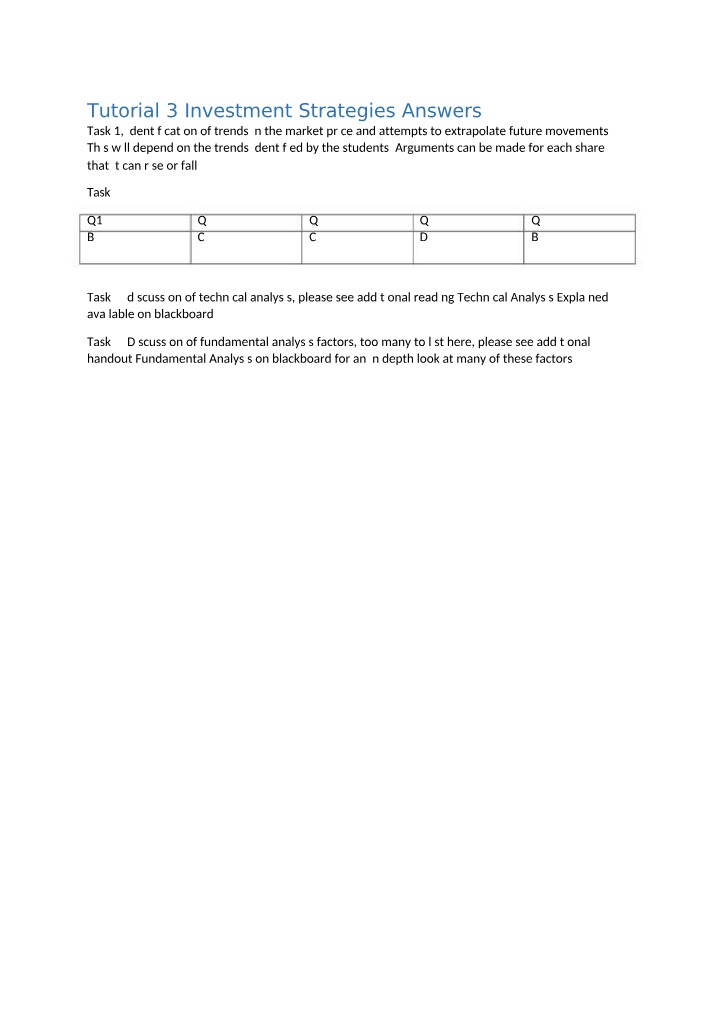 Answers for Tutorial 3 - Investment Strategies