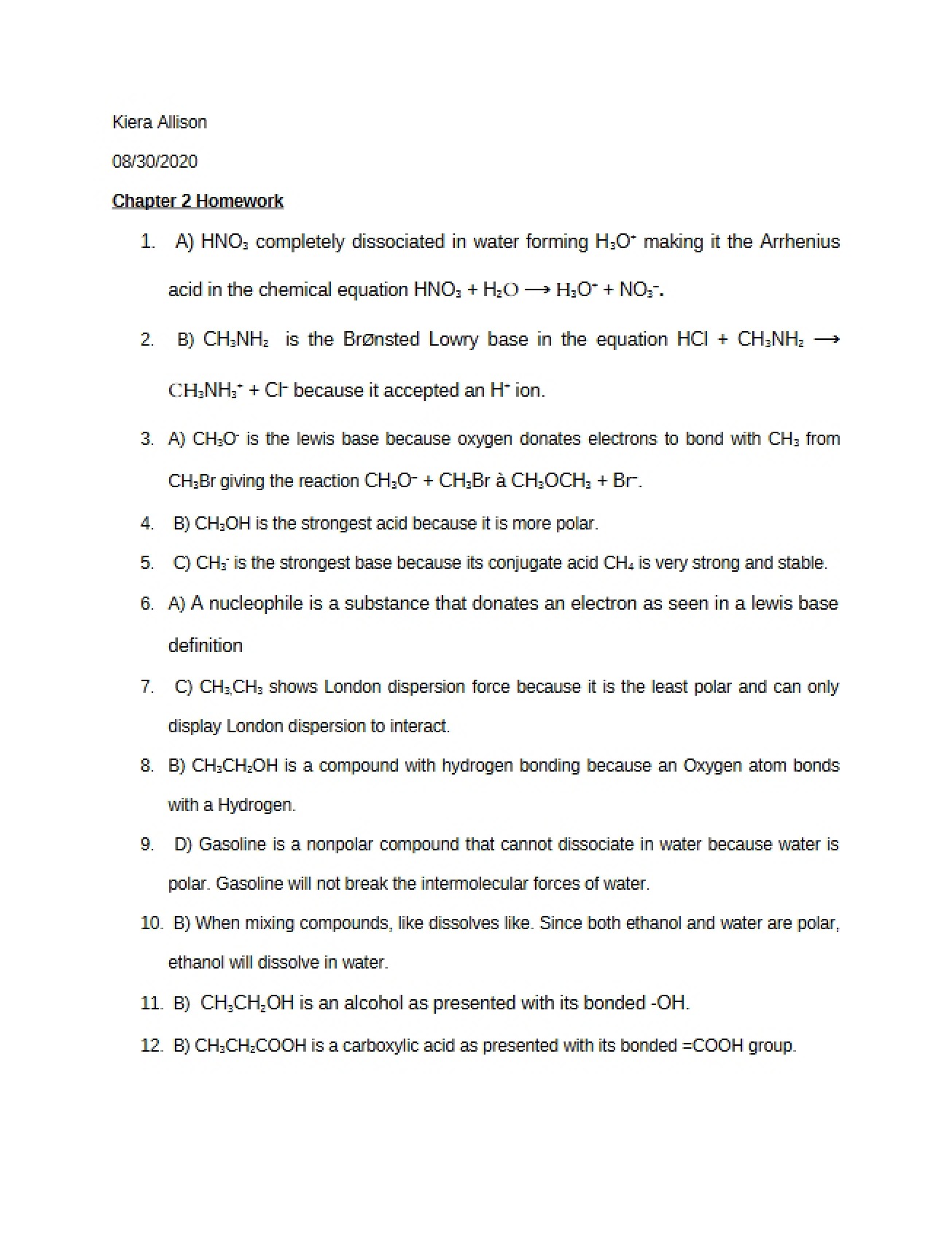 Homework for Chapter 2