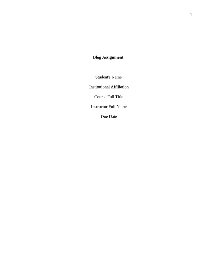 Business Fundamentals - Blog Assignment