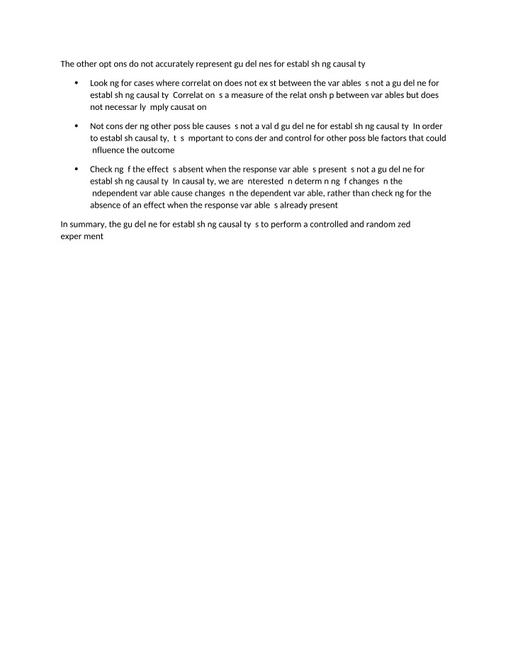 Establishing Causality - Guidelines