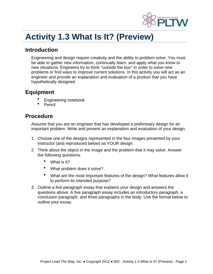 What Is It Activity 1.3 Preview