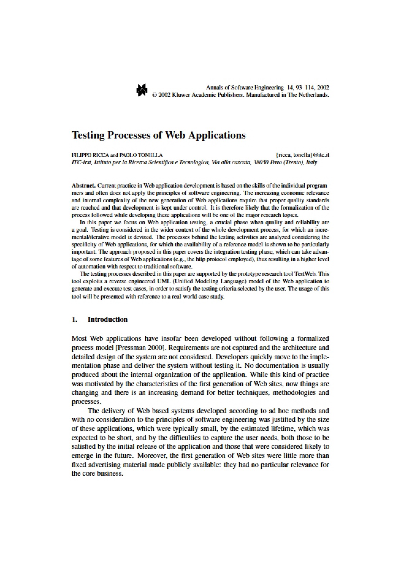 Web Application Testing Processes