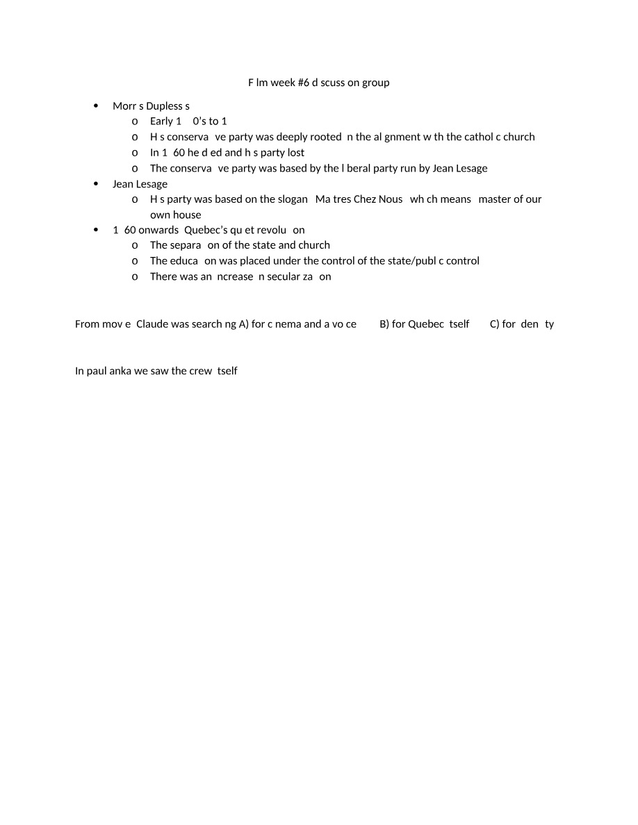 Film Studies Discussion Group - Week 6