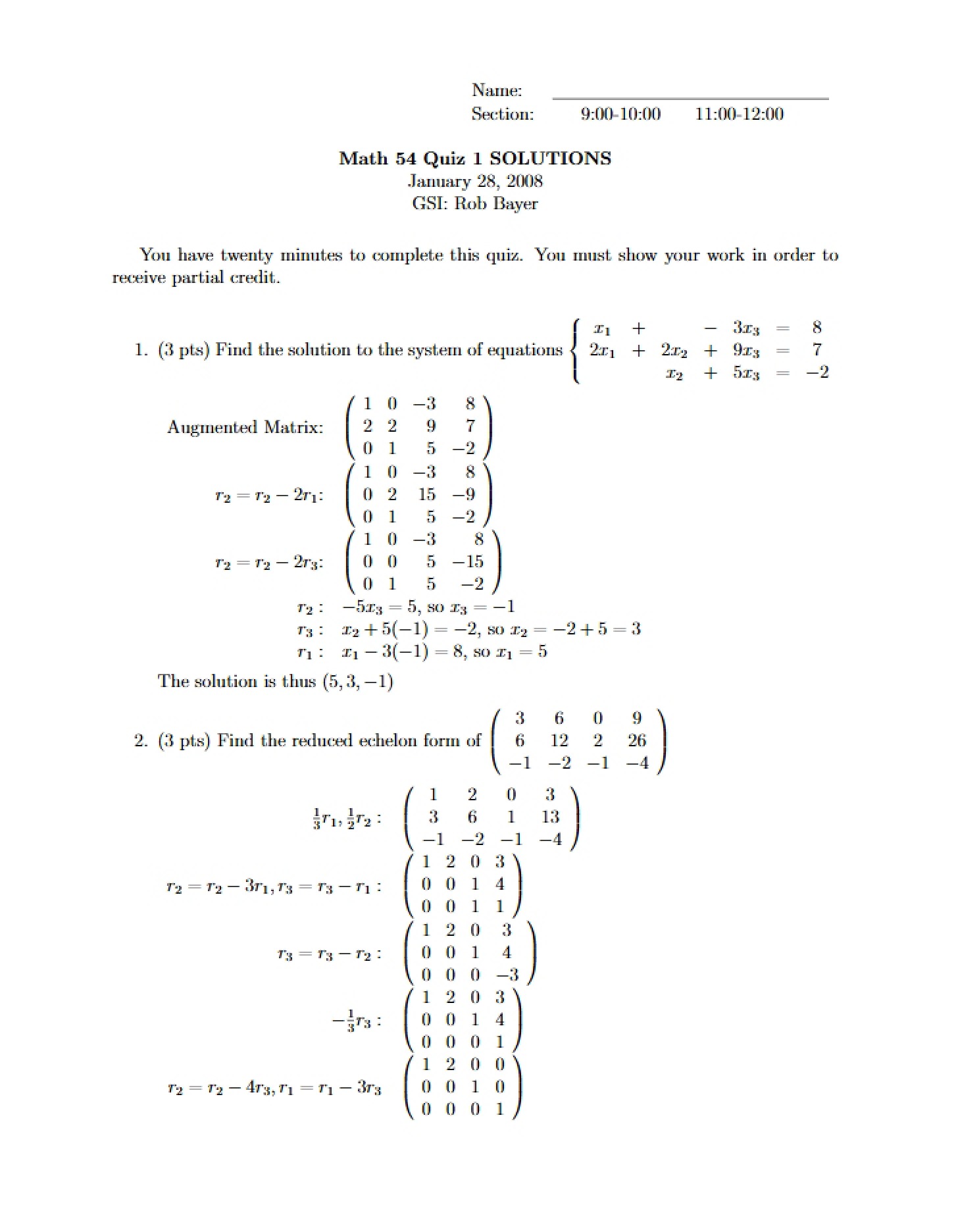 First Quiz