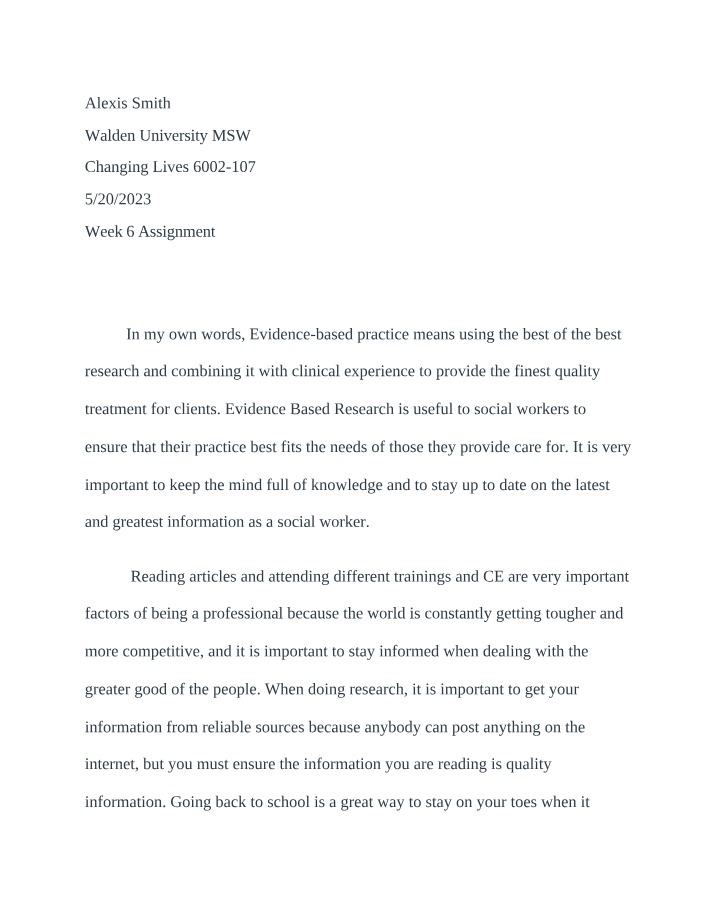 Week 6 Assignment - Smith