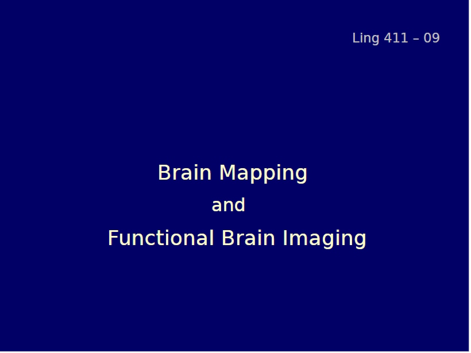 Functional Imaging and Brain Mapping