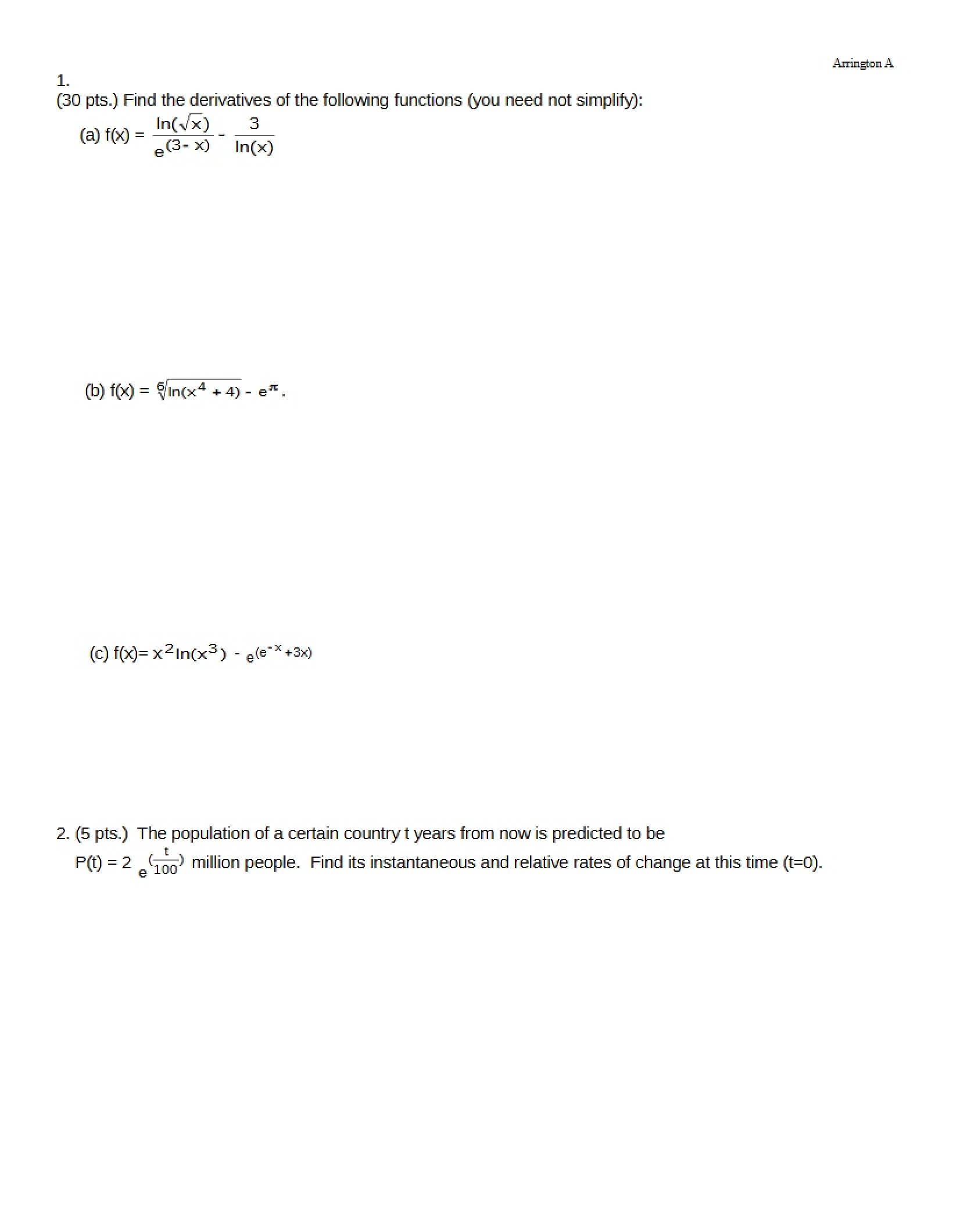 Math 0120 Sample Test