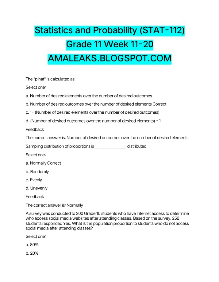 OED Study Notes - Statistics and Probability