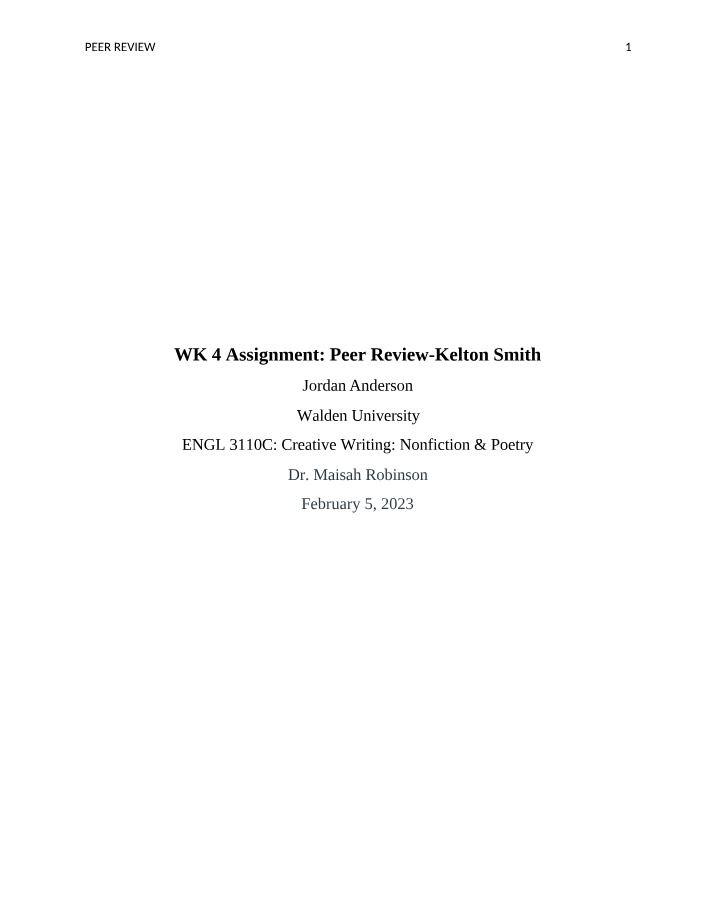 Assignment - Peer Review