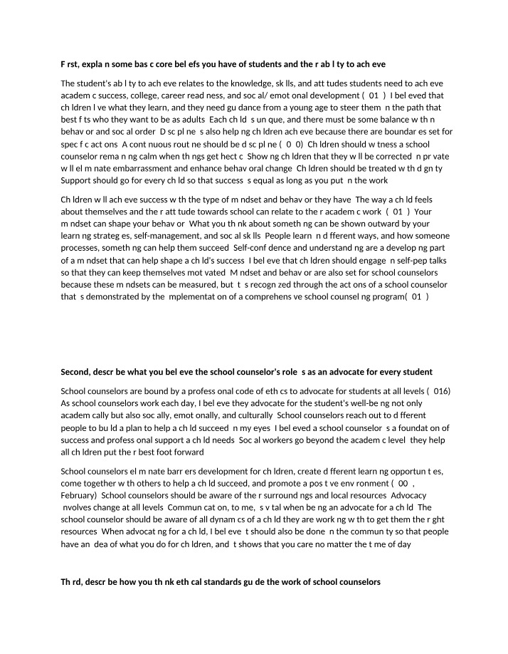 Core Beliefs and Strategies for Student Achievement