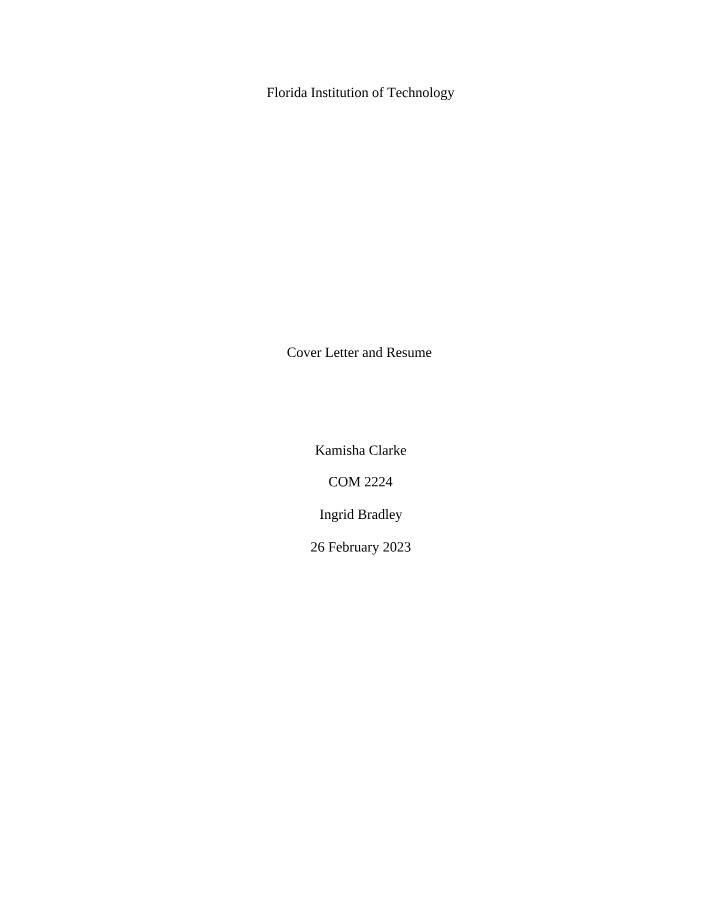 Resume and Cover Letter