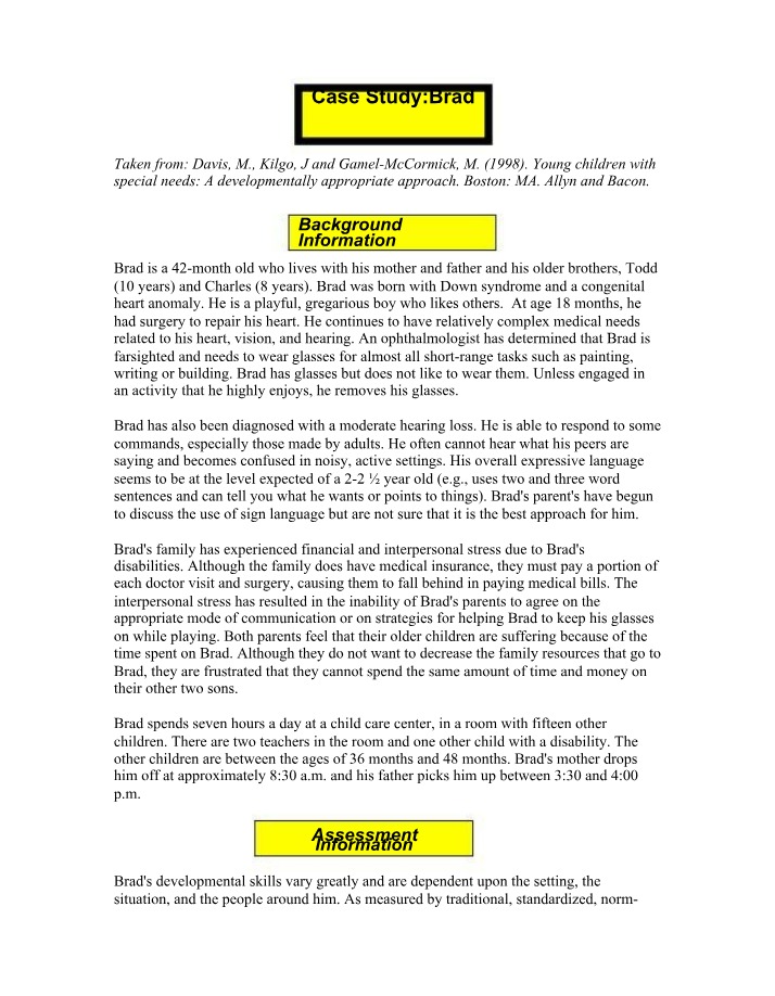 Assignment Questions - Brad Case Study