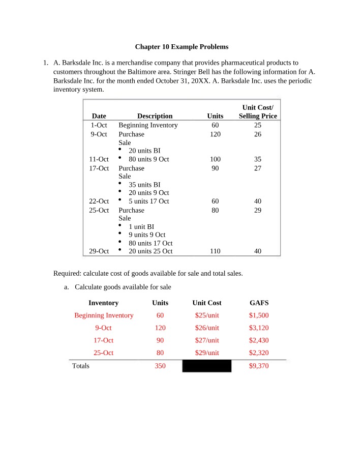 Example Problems - Chapter 10