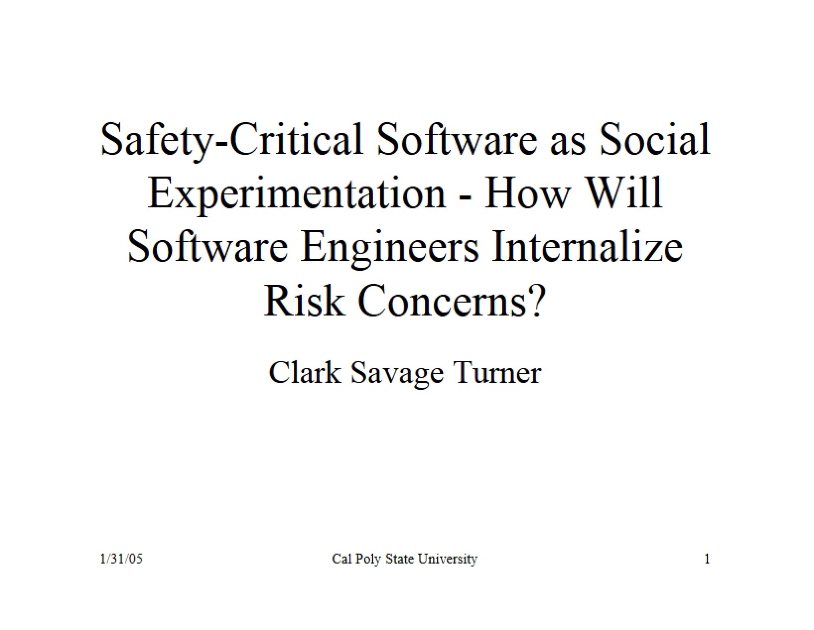 Software for Critical Safety Systems