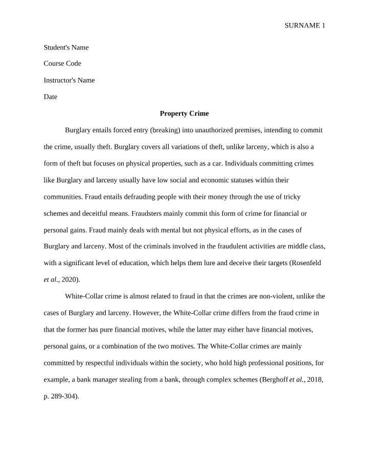 Property Crime - Burglary, Fraud, and White-Collar Crime