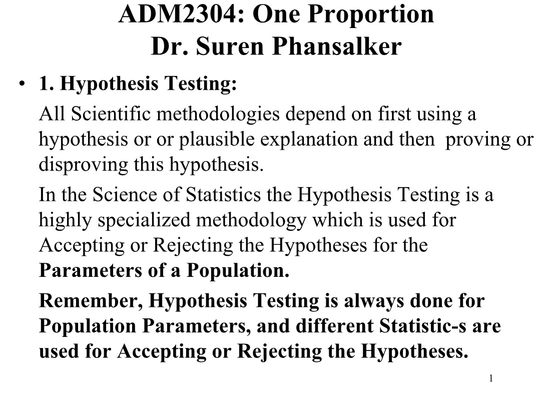 One Proportion - ADM2304