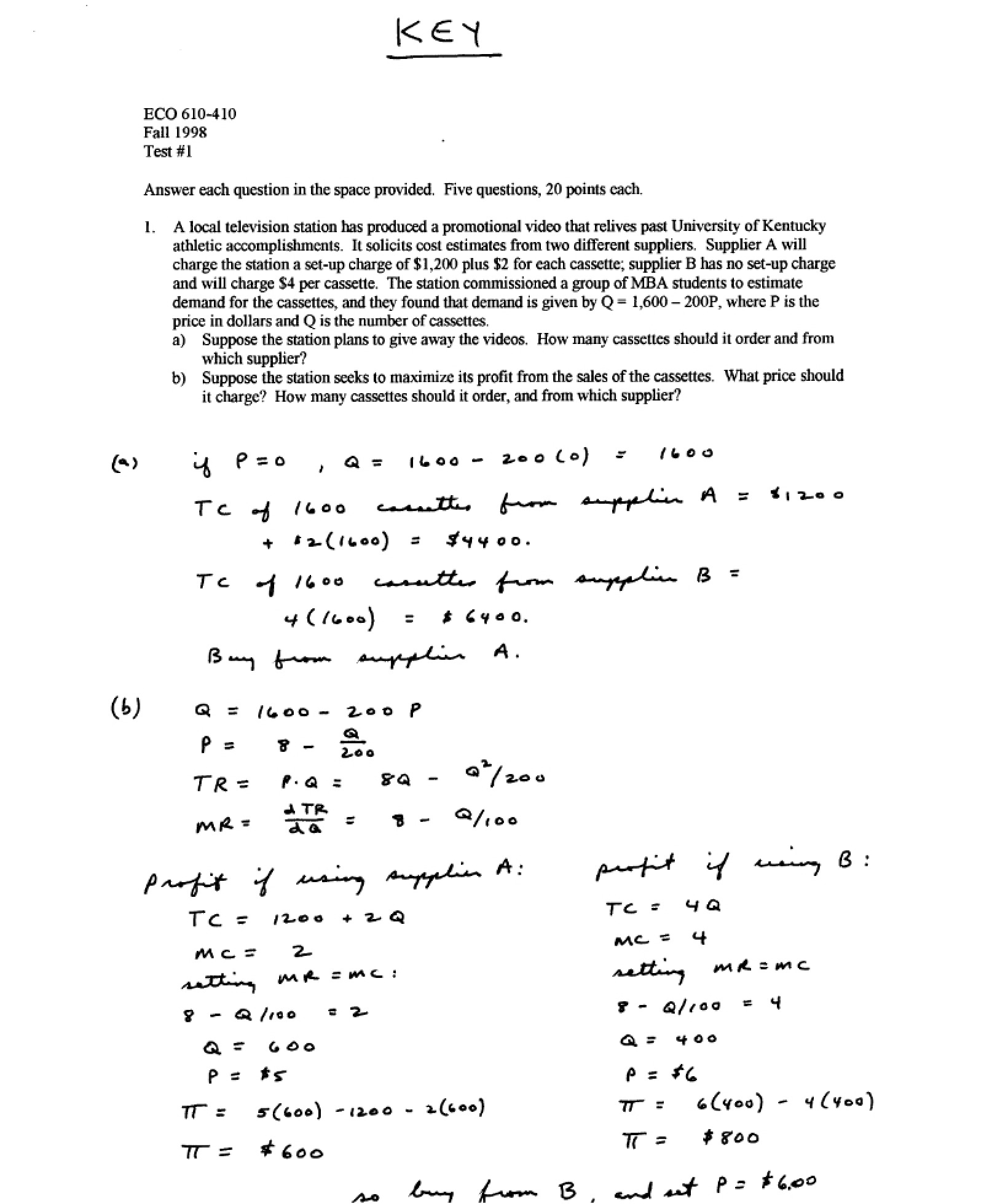 Key for Test 1