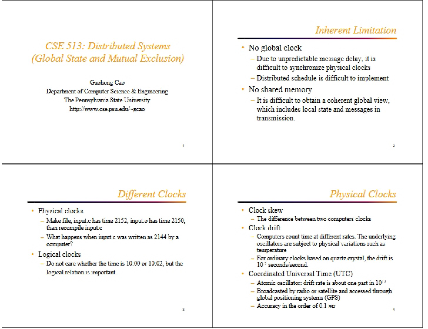 Mutual Exclusion and Global State