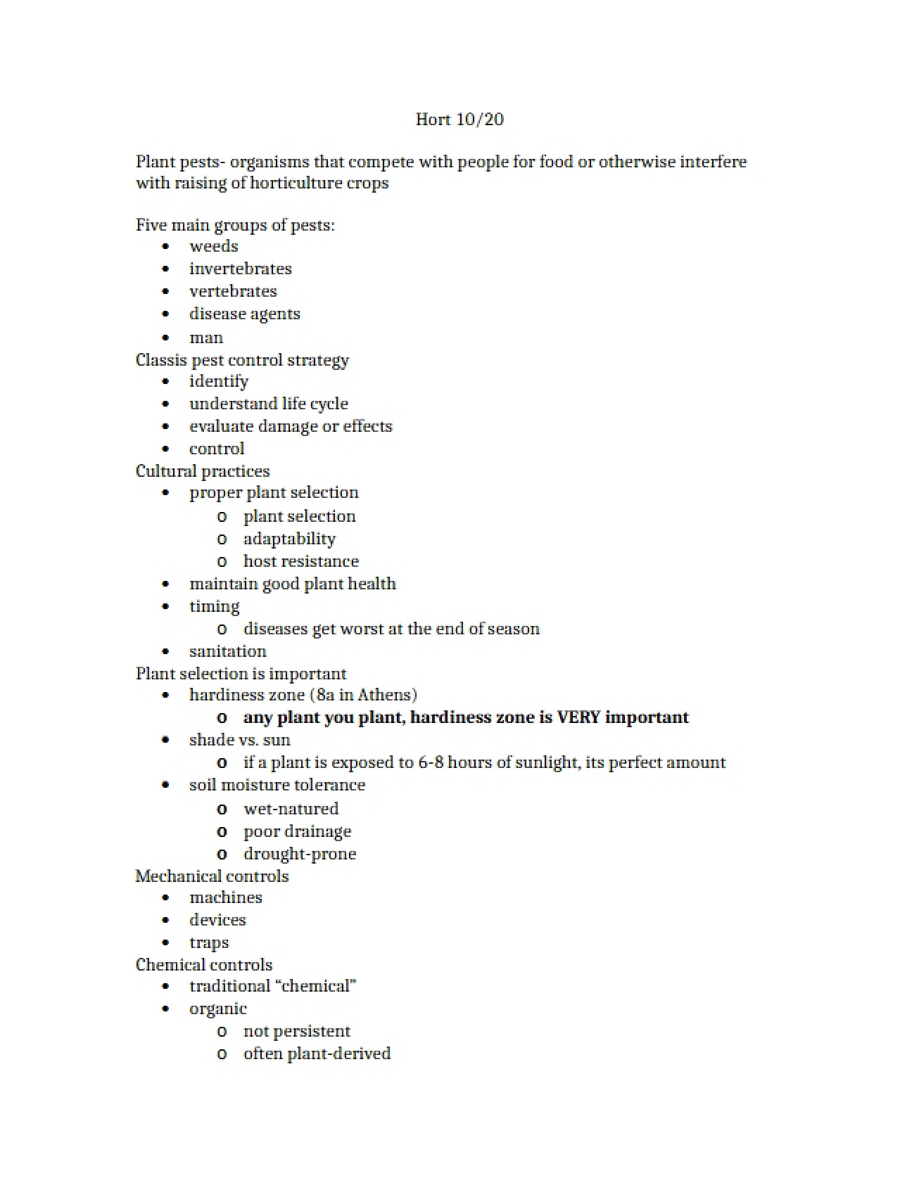 Horticulture Notes from October 20