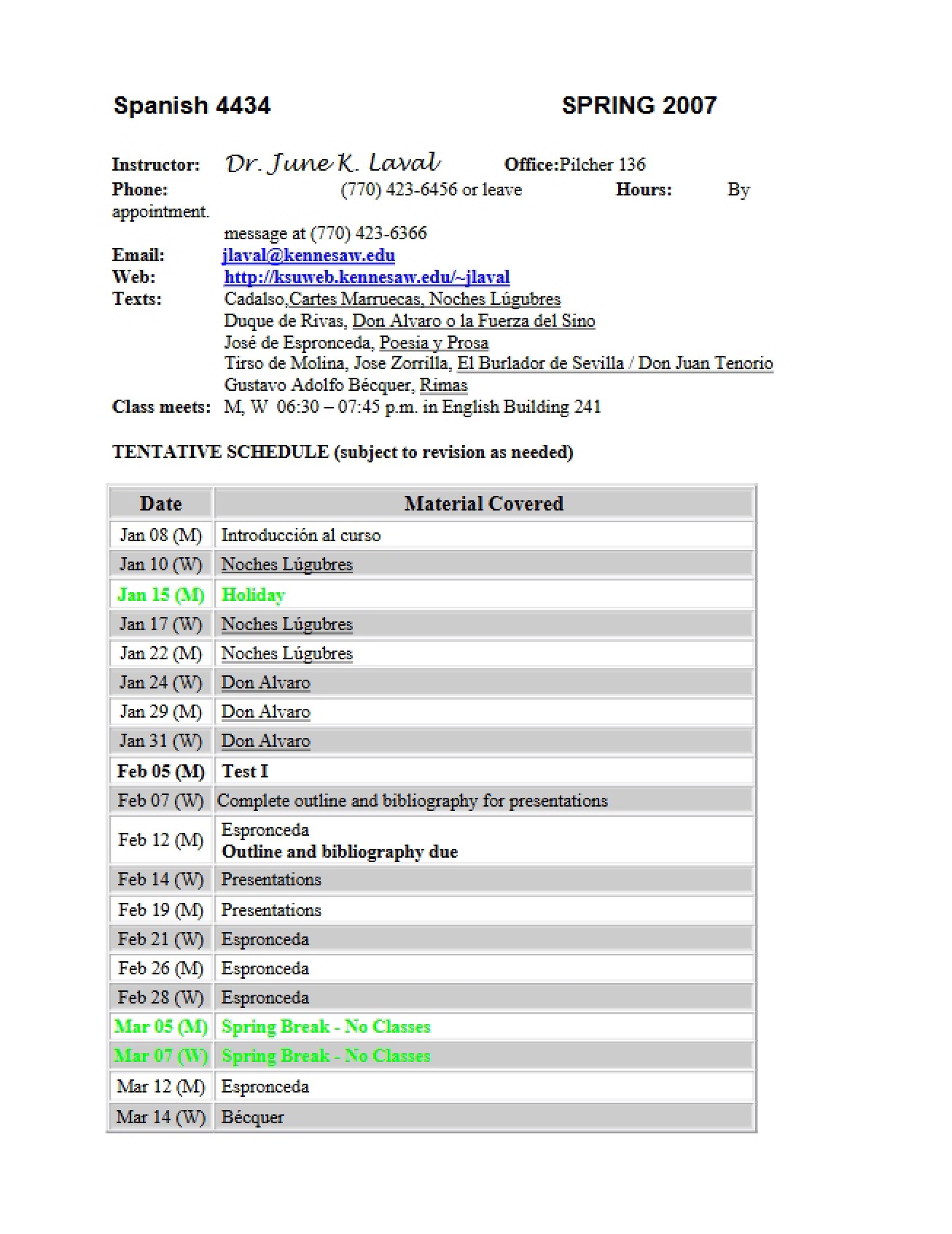 Syllabus for SPAN 4456