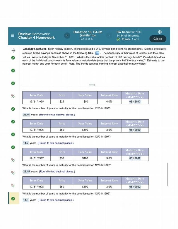 Chapter 4 Homework - U.S. Savings Bonds Challenge