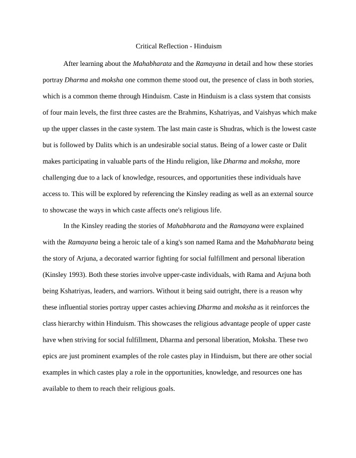 Hinduism - A Critical Reflection