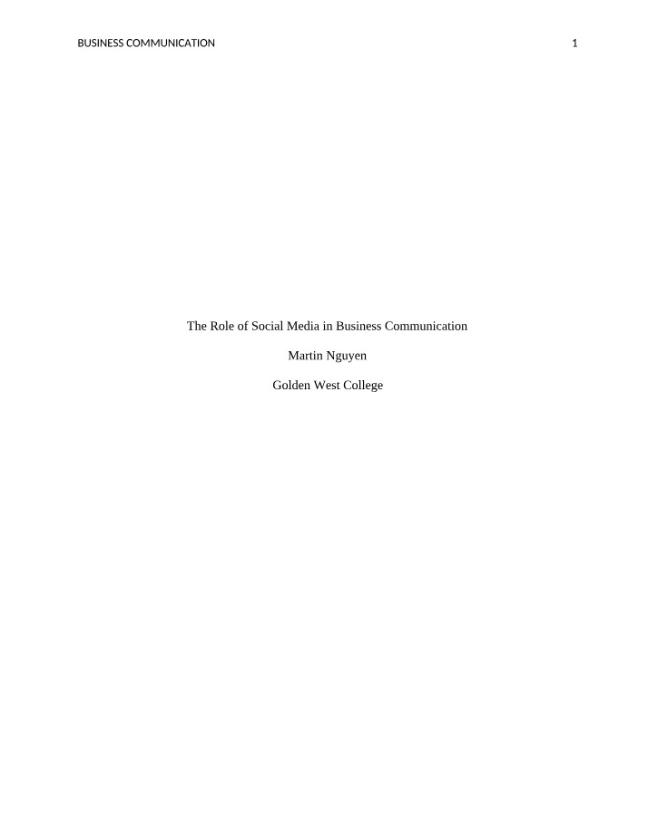 Social Media's Role in Business Communication