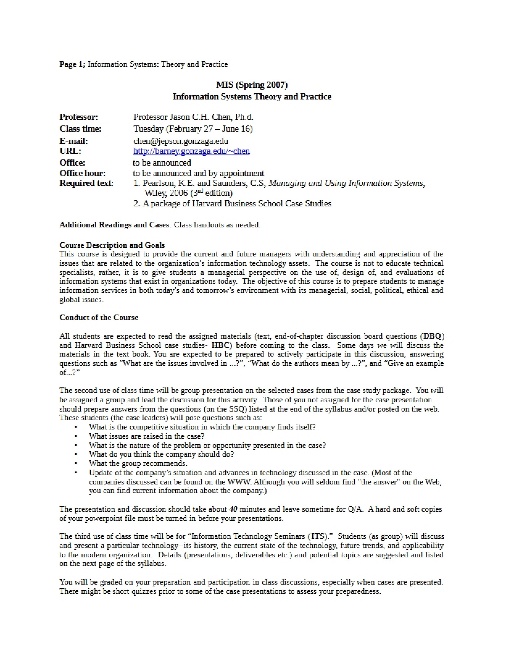 Practice and Theory of Information Systems