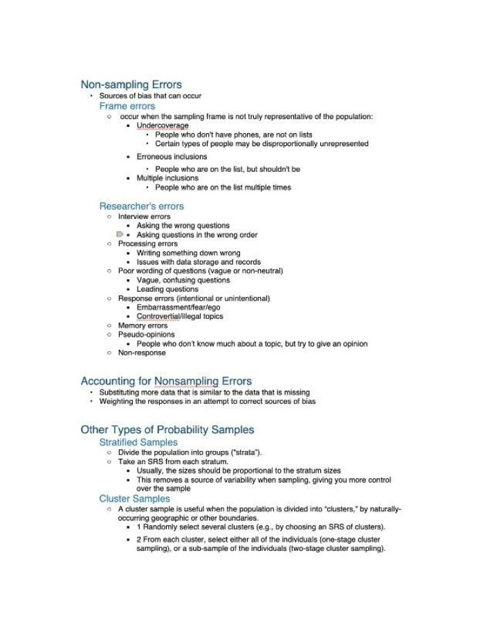 Probability Samples and Non-sampling Errors