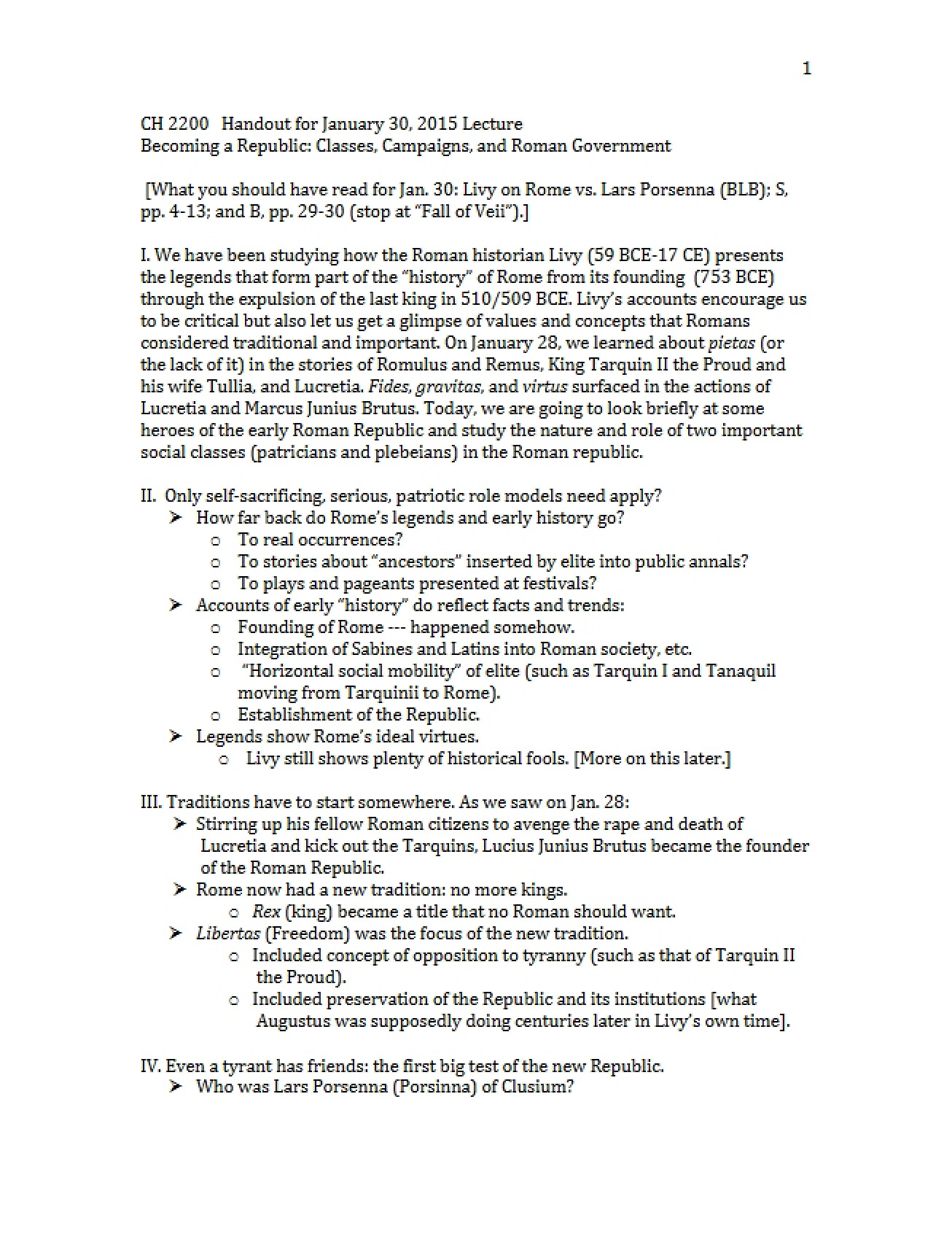 Handout Jan 30, 2015