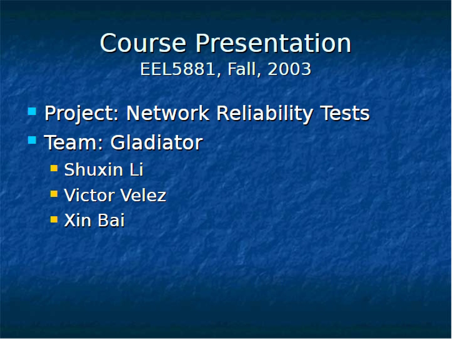 Presentation EEL 5881 Course