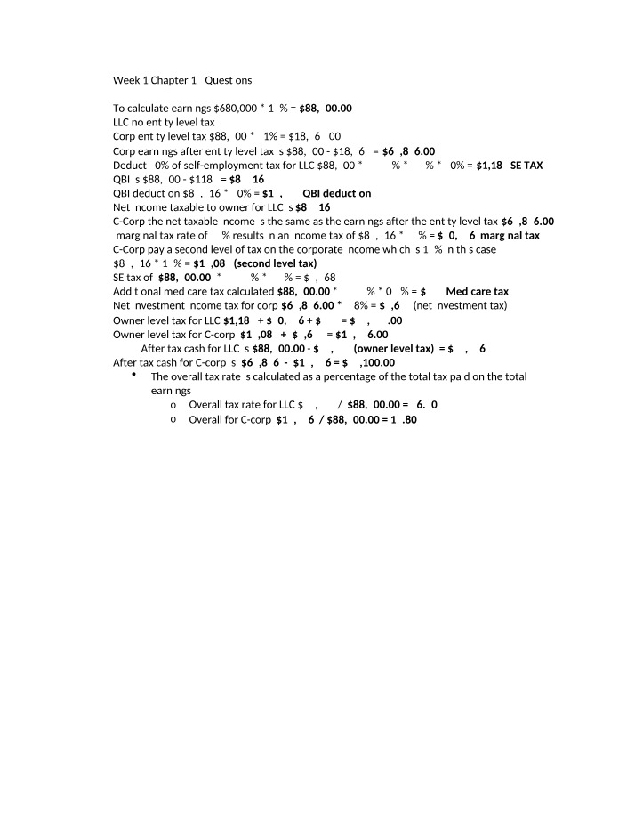 LLC and C-Corp Tax Calculation Guide