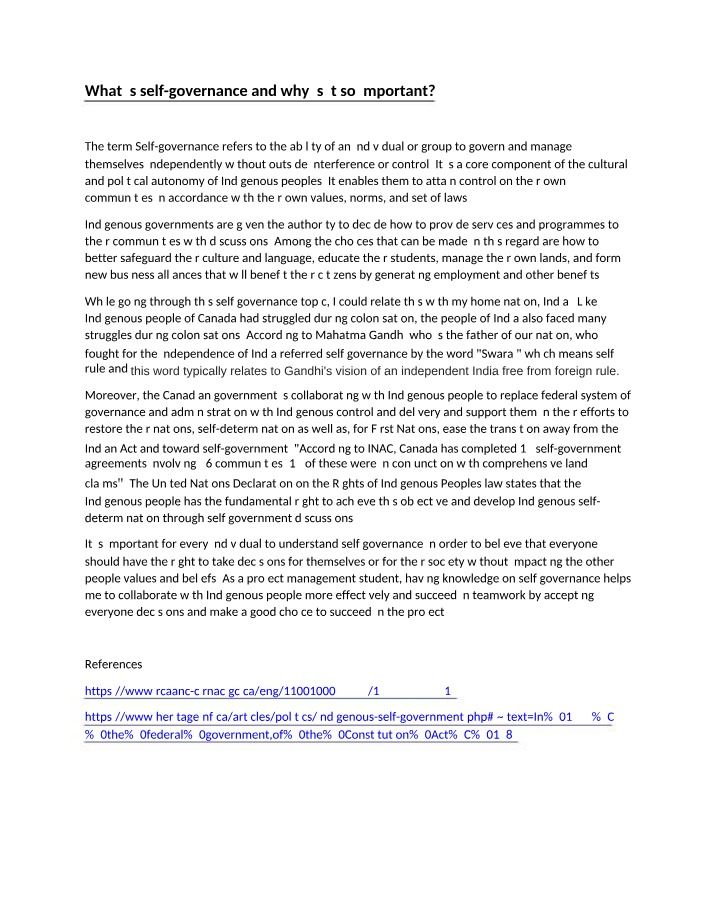 Self-Governance - Definition and Importance