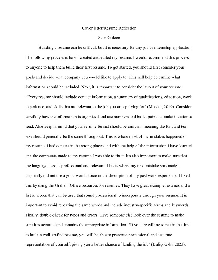 Reflection Paper - Sean Gideon