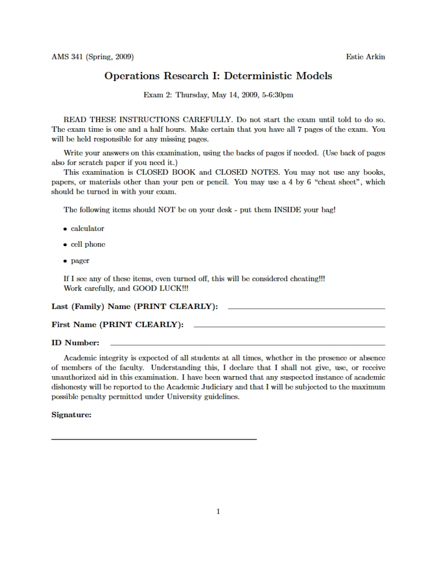 Operations Research Part 1 Deterministic Models