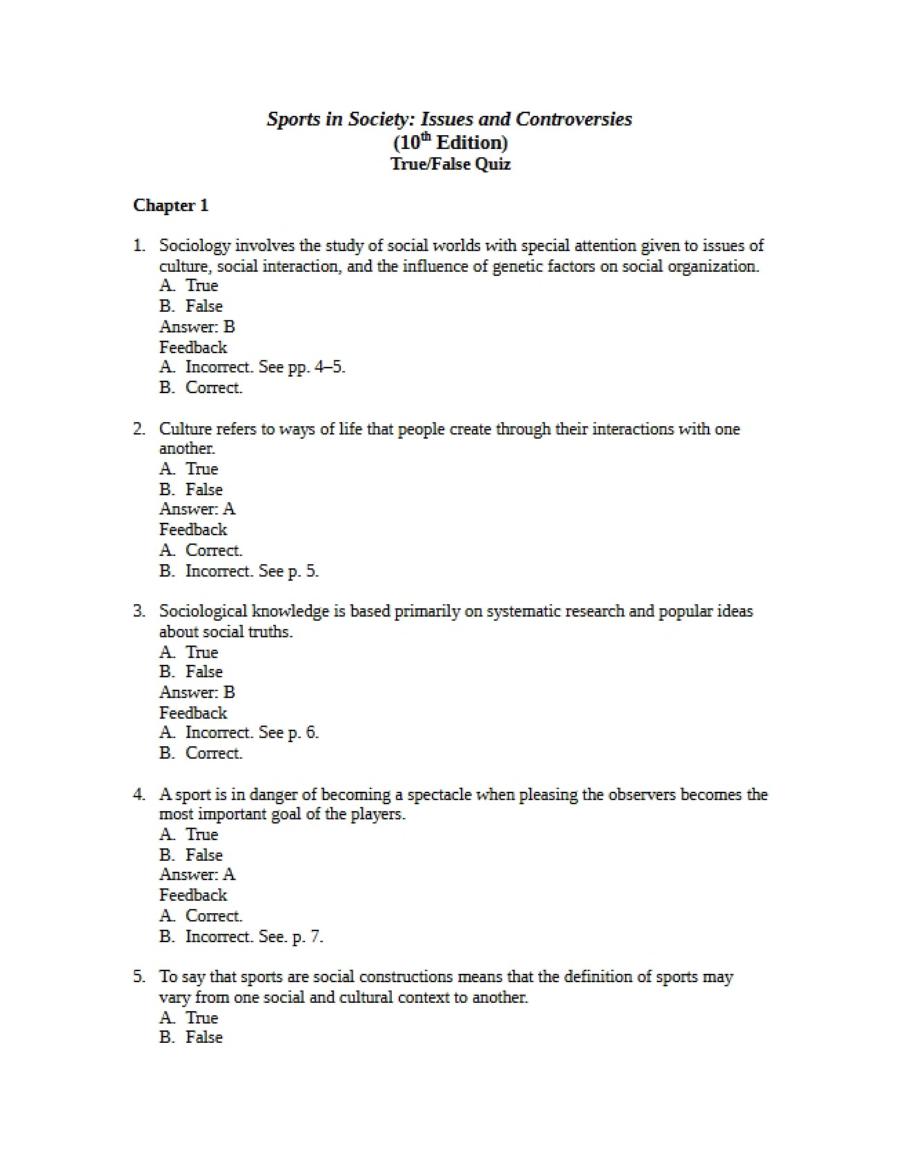 First Chapter Quiz