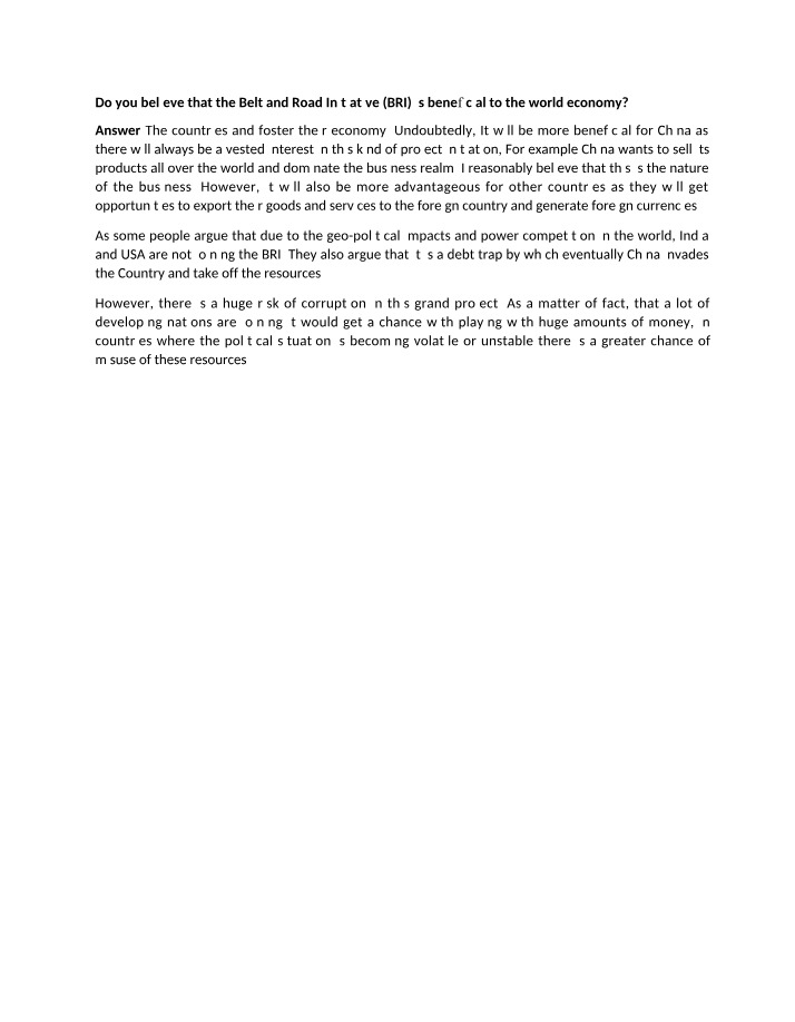 World Economy - Is the Belt and Road Initiative Beneficial