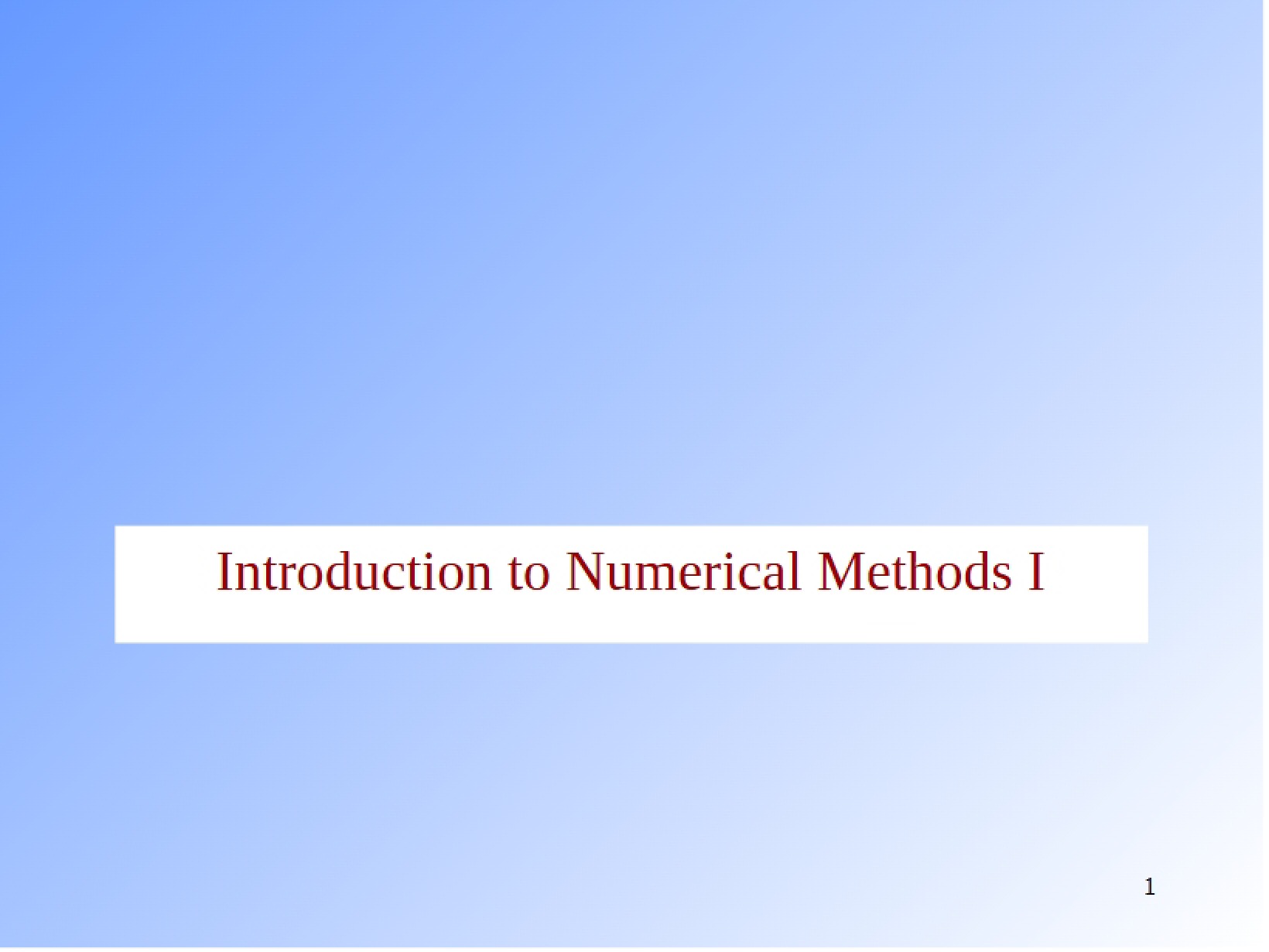 First Course in Numerical Methods