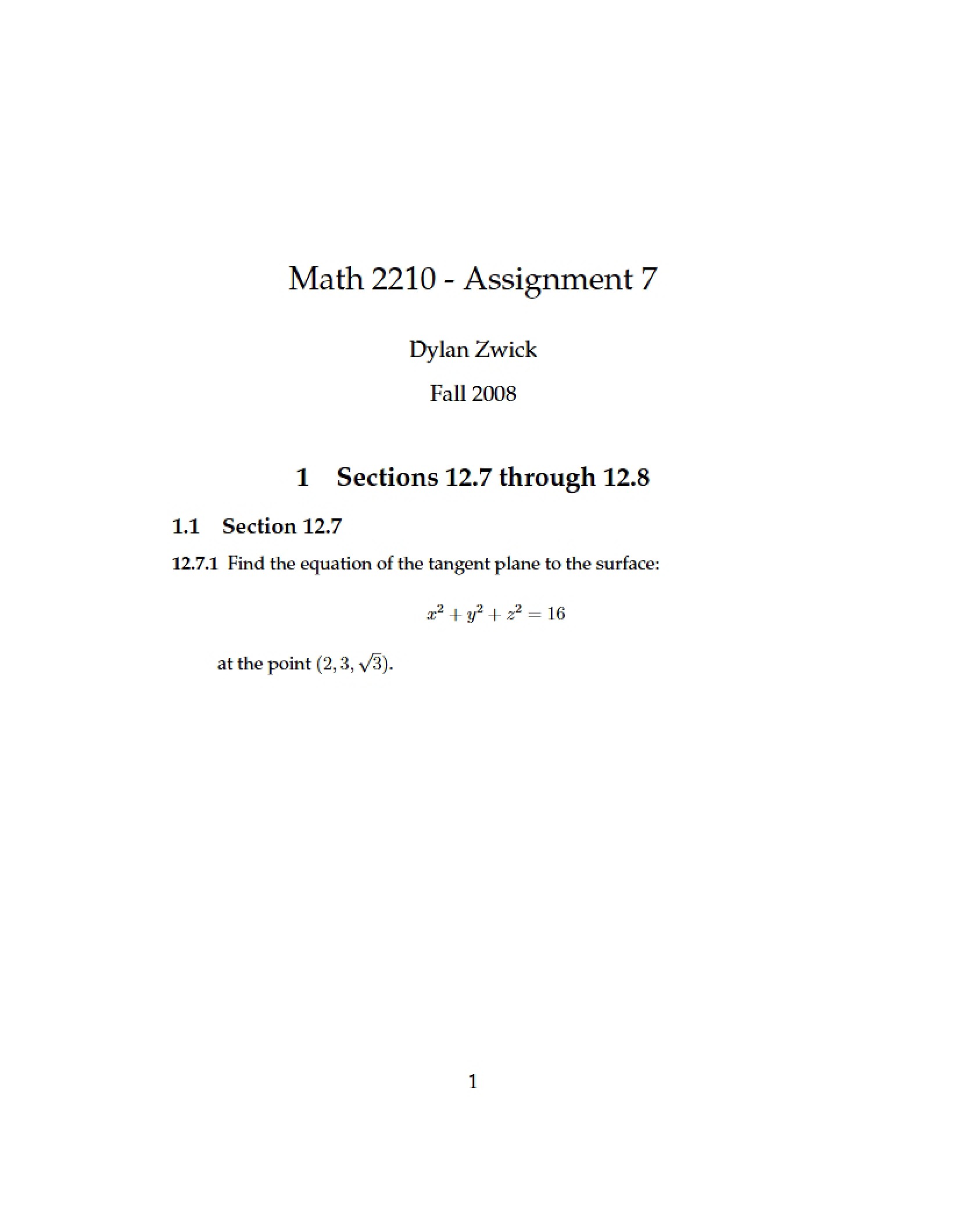 Assignment Seven