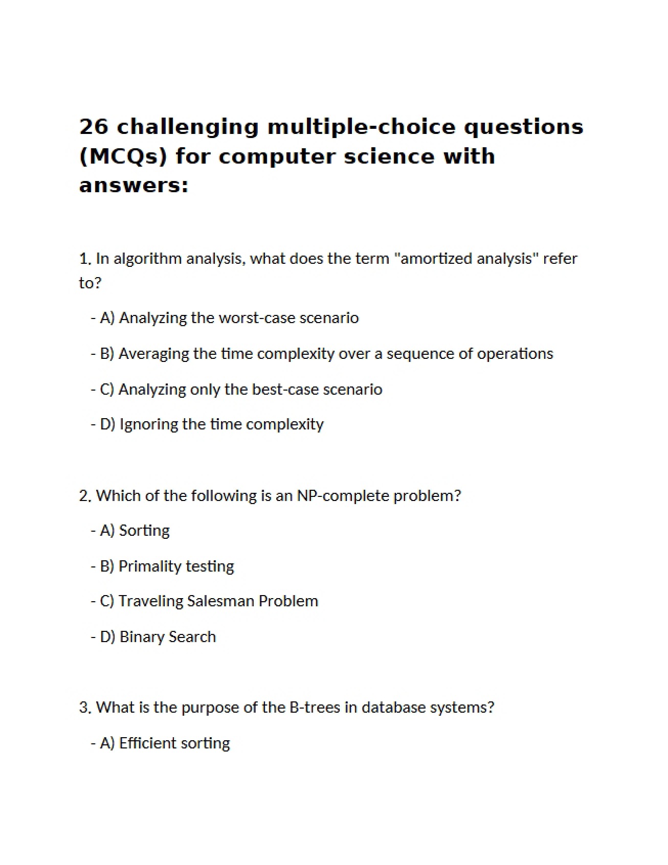 Multiple Choice Questions