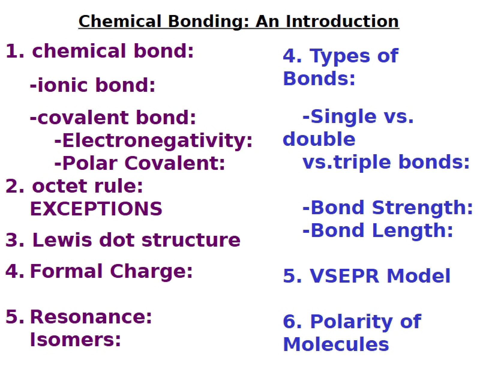 Bonding in Chemistry