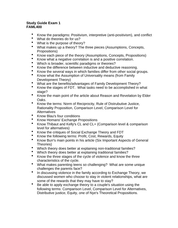 Exam 1 Study Guide