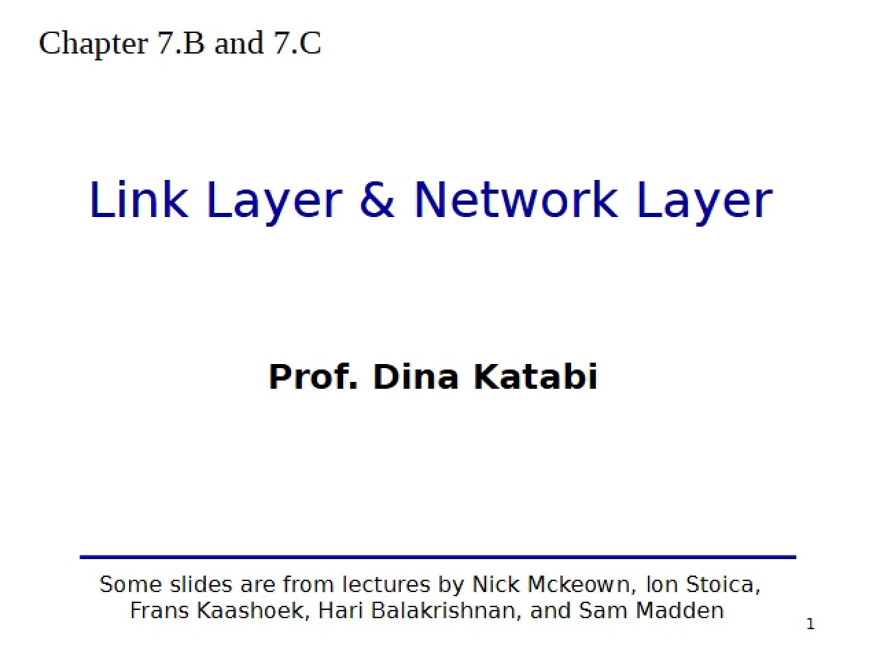 Link and Network Layer Concepts