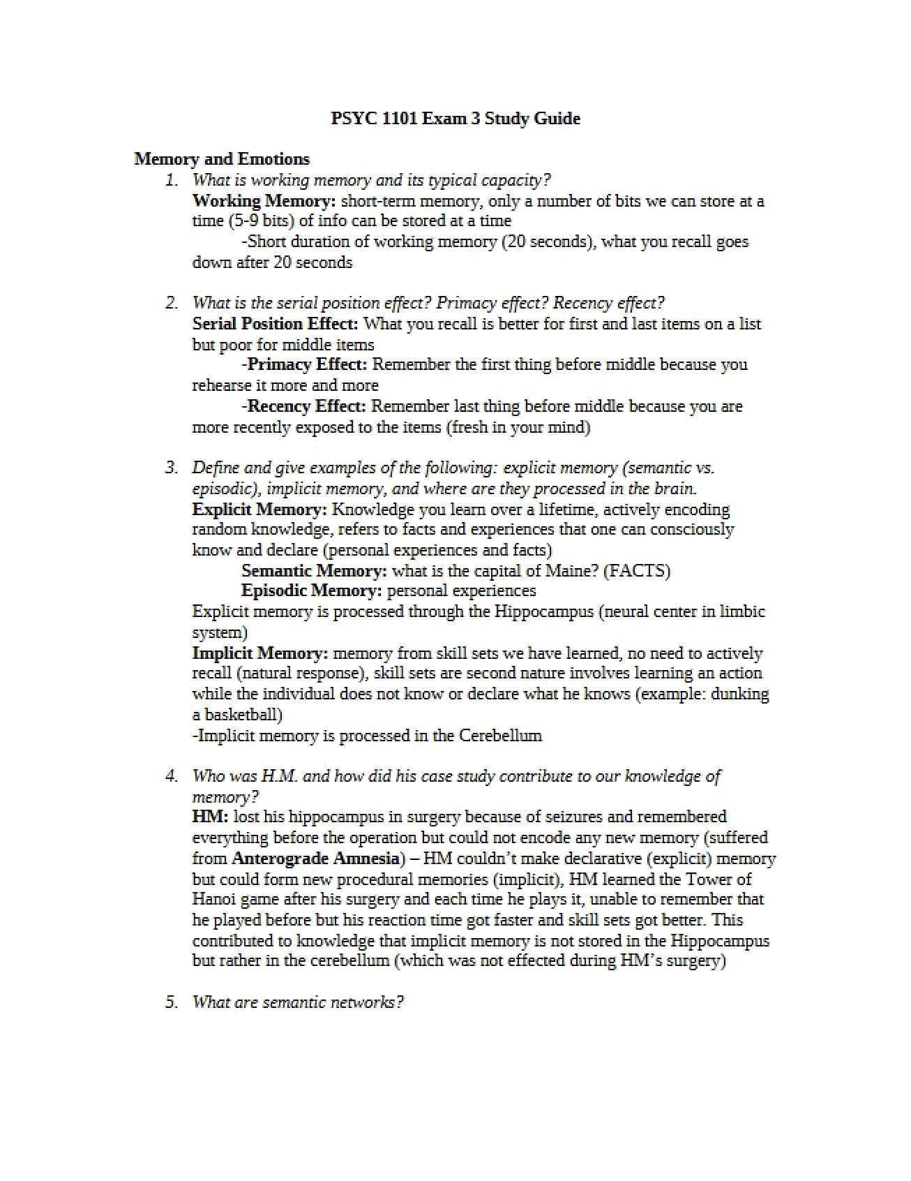 Study Guide for Third Exam