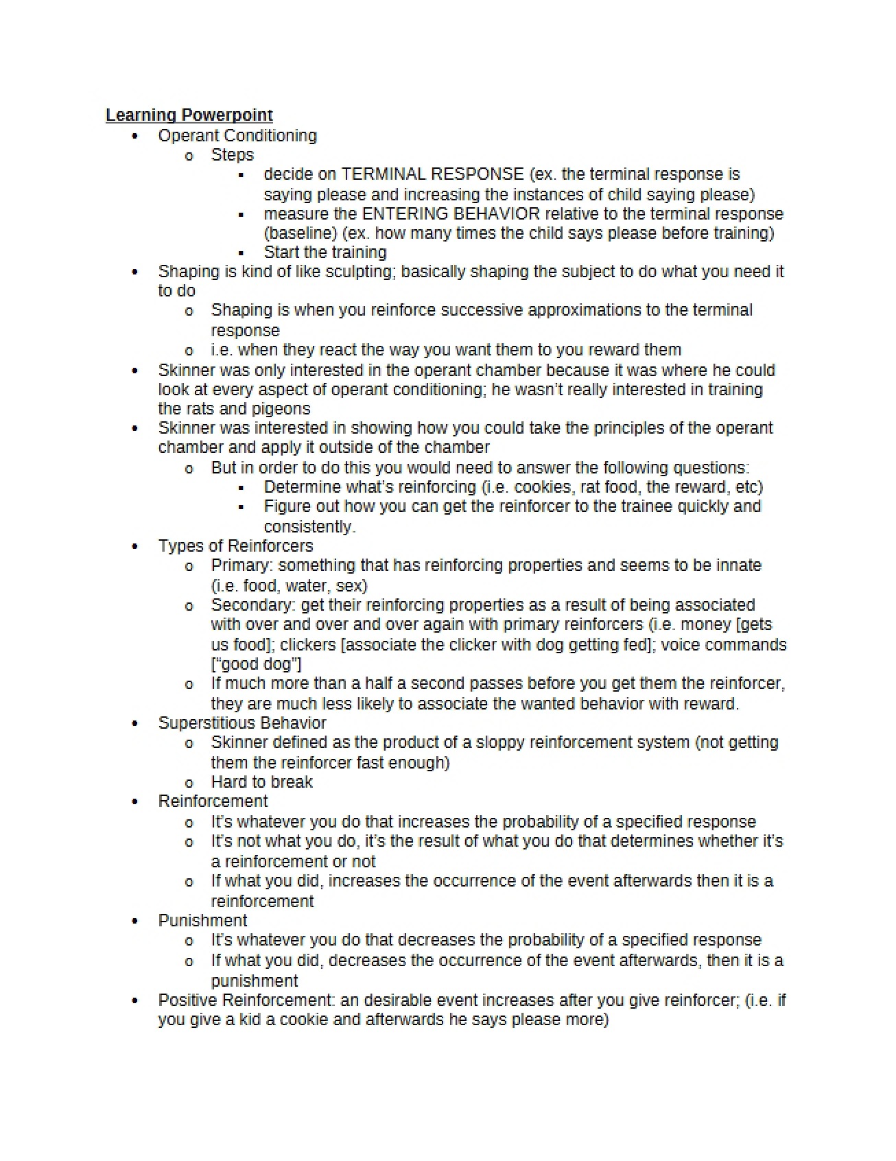 Conditioning Operant