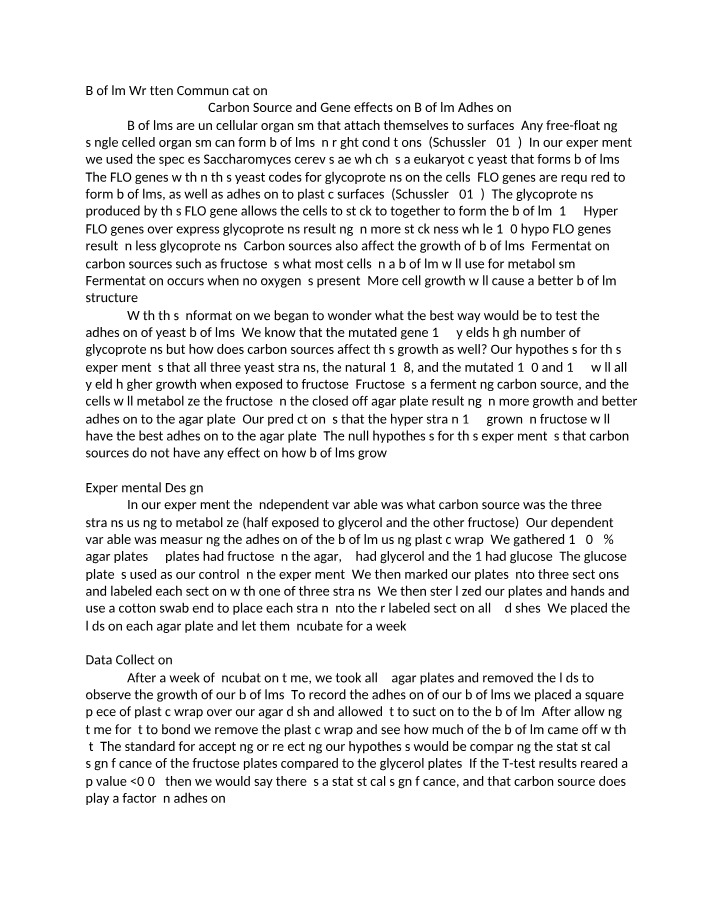 Written Communication for Biofilm